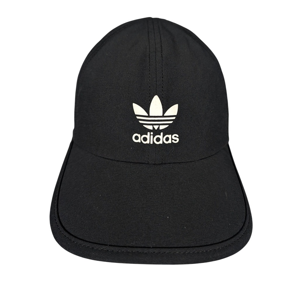 Adidas Black Baseball Cap Classic Trefoil Logo Adjustable Strap Cotton Blend